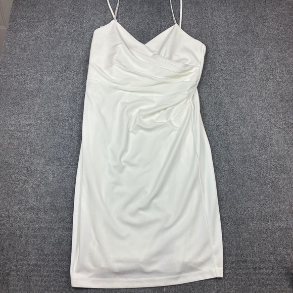 Jules & Cleo Dresses & Skirts - Jules & Cleo White Ruched Surplice Cocktail Dress Rhinestone Straps Size 16